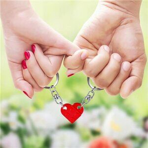 Couples Matching Stuff Gifts Red Heart Keychain Matching Couple